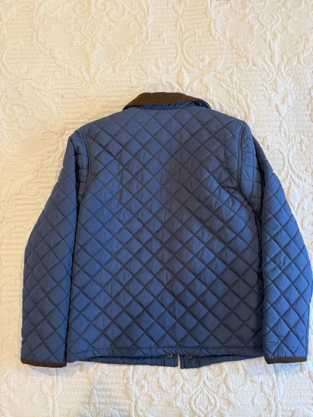 Class Club Boys Blue Quilted Barn Jacket Corduroy Collar Size 14/16